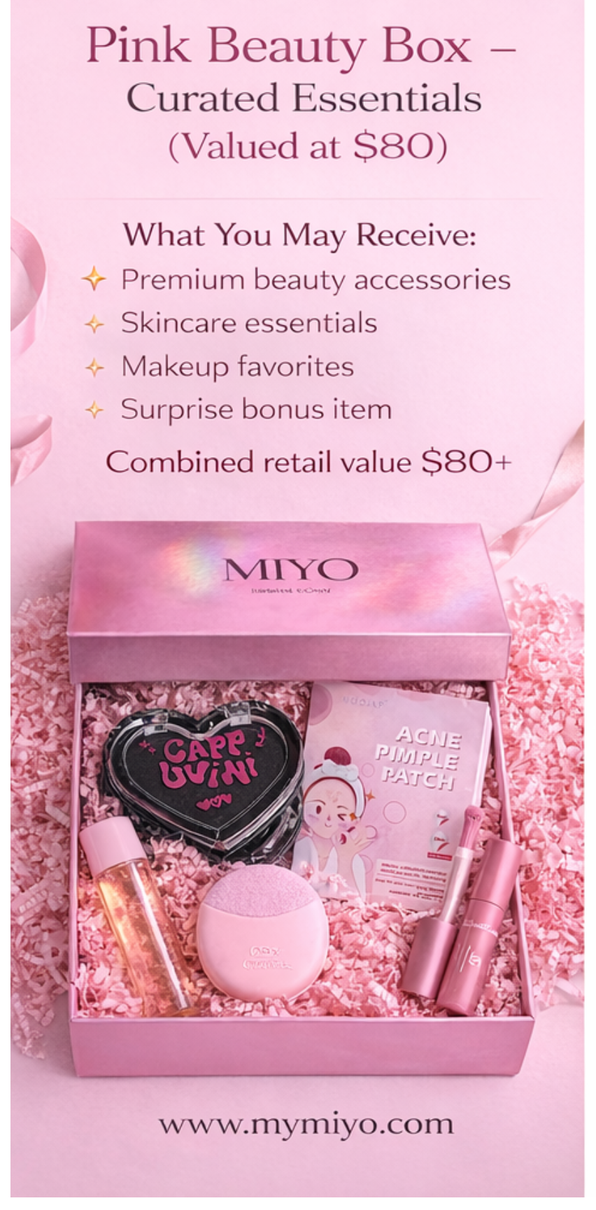 PINK BEAUTY BOX ESSENTIALS Valued at $80
